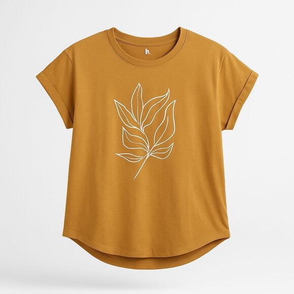 Madewell x Walker Noble Studios Abstract Leaf Asbury Muscle Tee Womens S Mustard - Picture 1 of 16